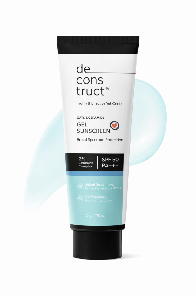 Deconstruct Oats & Ceramide Gel Sunscreen SPF 50 PA++++ for calm and sensitive skin