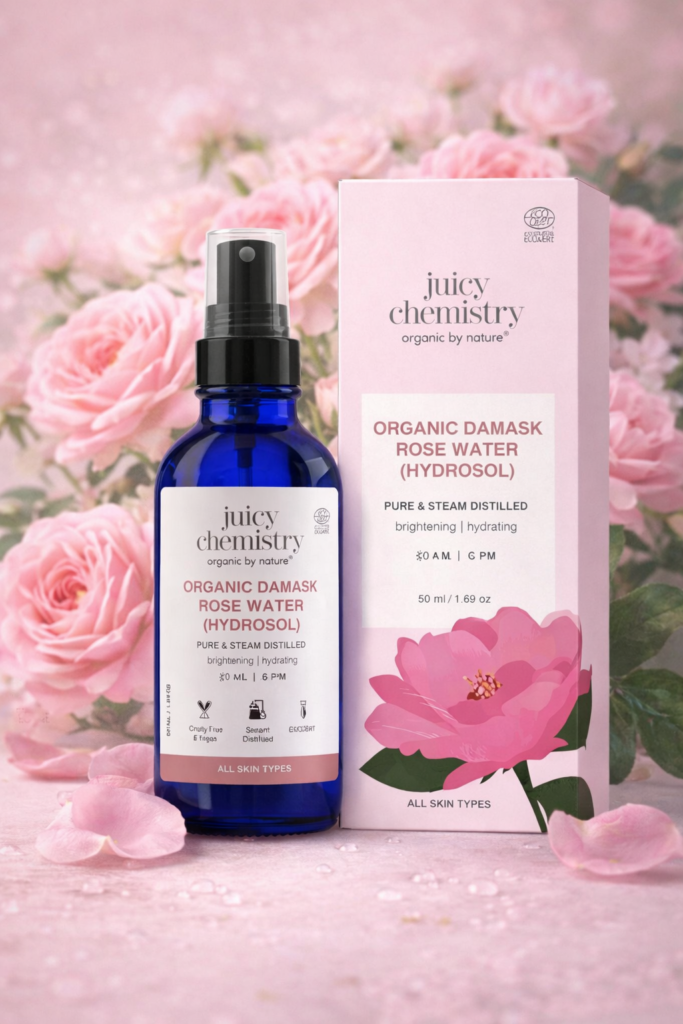 organic rose water toner for sensitive skin with soothing hydration