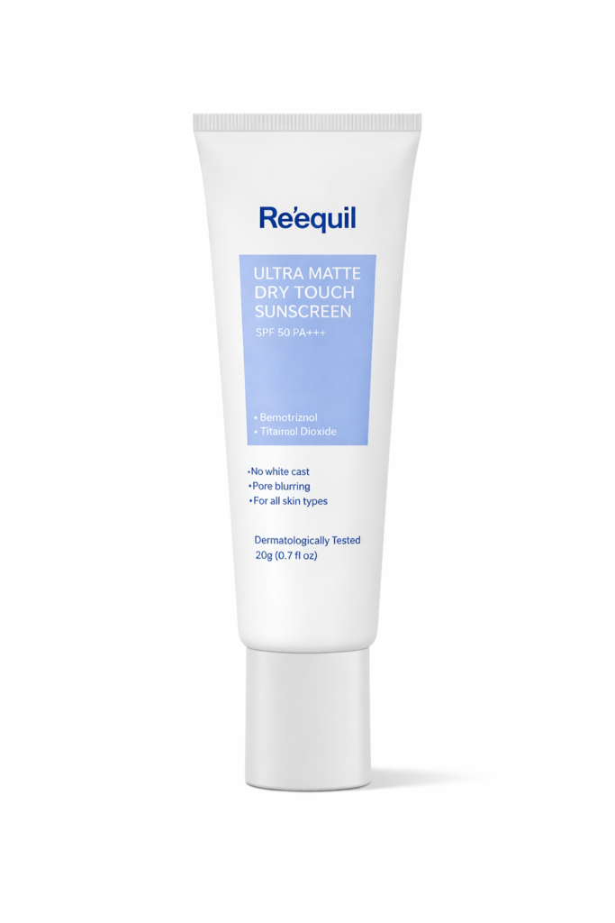 RE' EQUIL Ultra Matte Dry Touch Sunscreen SPF 50 PA++++ for sensitive and oily skin